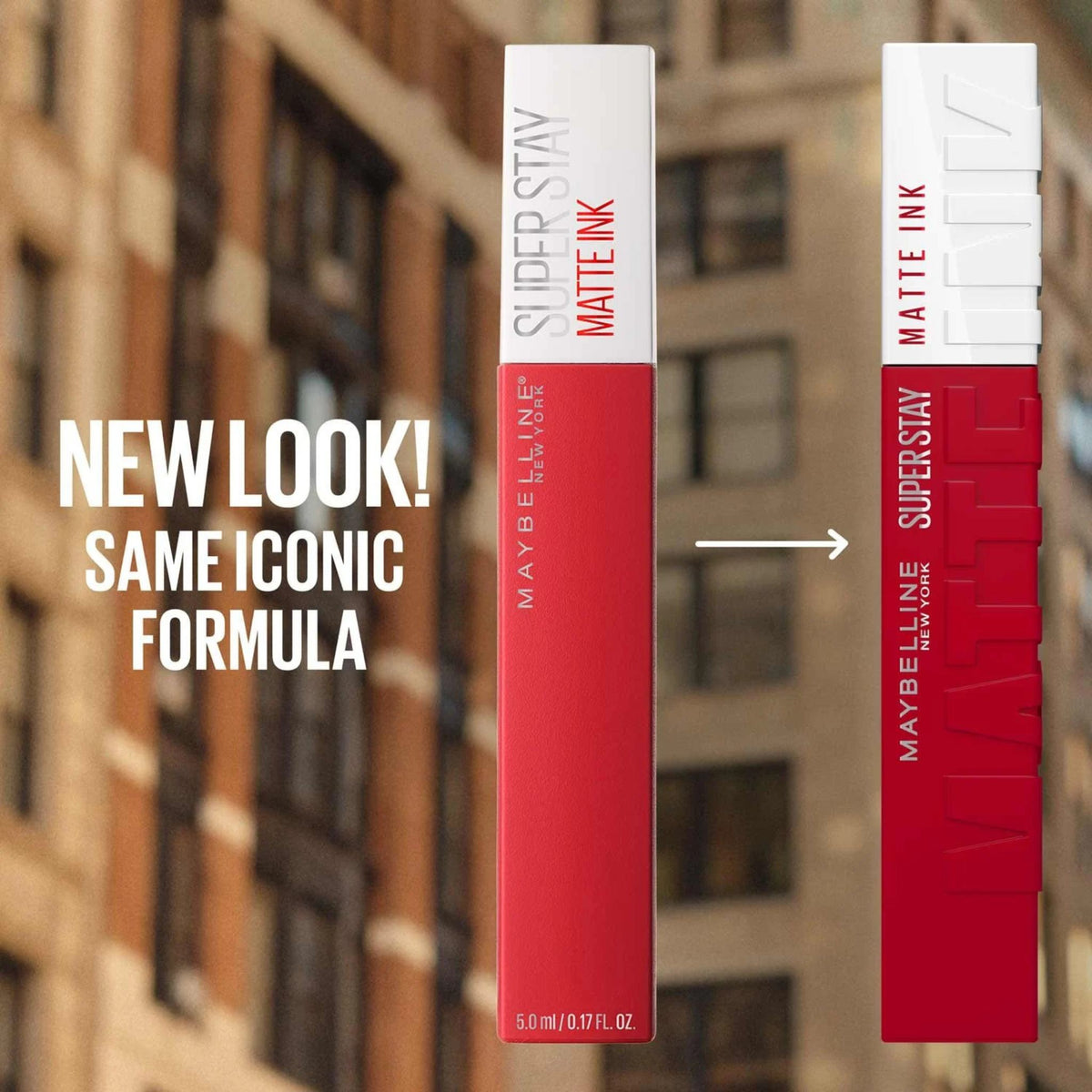 Refect Beauty Maybelline Super Stay Matte Ink liquid lipstick packaging showing the new and original design