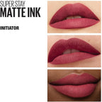 Refect Beauty Maybelline Super Stay Matte Ink liquid lipstick in Initiator shade showing a deep berry matte finish