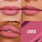 Refect Beauty Maybelline Super Stay Matte Ink liquid lipstick in the shade Lover, shown on diverse skin tones.