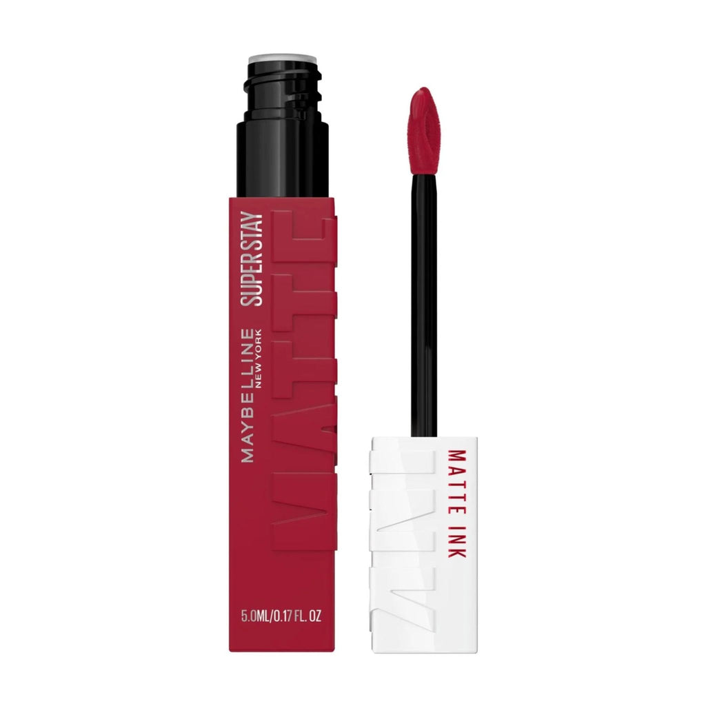Refect Beauty Maybelline Super Stay Matte Ink liquid lipstick in a vibrant red shade with a precision arrow applicator