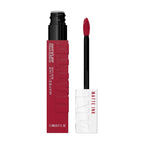 Refect Beauty Maybelline Super Stay Matte Ink liquid lipstick in a vibrant red shade with a precision arrow applicator