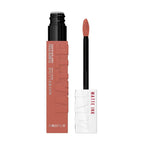 Refect Beauty Maybelline Super Stay Matte Ink liquid lipstick in a warm nude shade with a precision arrow applicator.