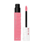 Refect Beauty Maybelline Super Stay Matte Ink liquid lipstick in a vibrant pink shade with a precision applicator.