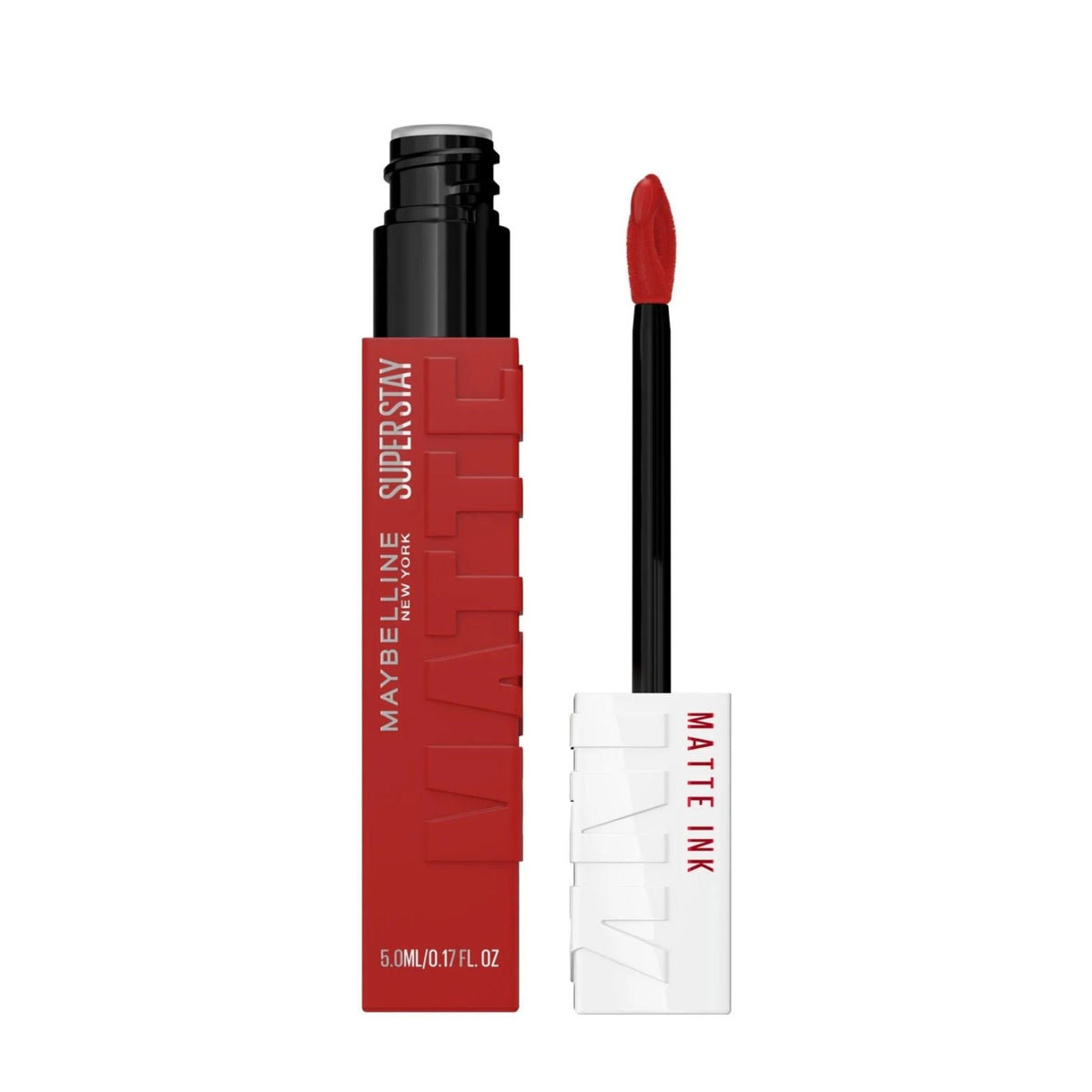 Refect Beauty Maybelline Super Stay Matte Ink liquid lipstick in a vibrant red shade with a precision applicator