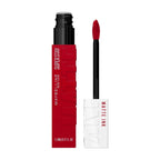 Refect Beauty Maybelline Super Stay Matte Ink liquid lipstick in a vibrant red shade with a precision arrow applicator
