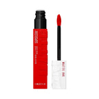 Refect Beauty Maybelline Super Stay Matte Ink liquid lipstick in a vibrant red shade with a precision applicator.