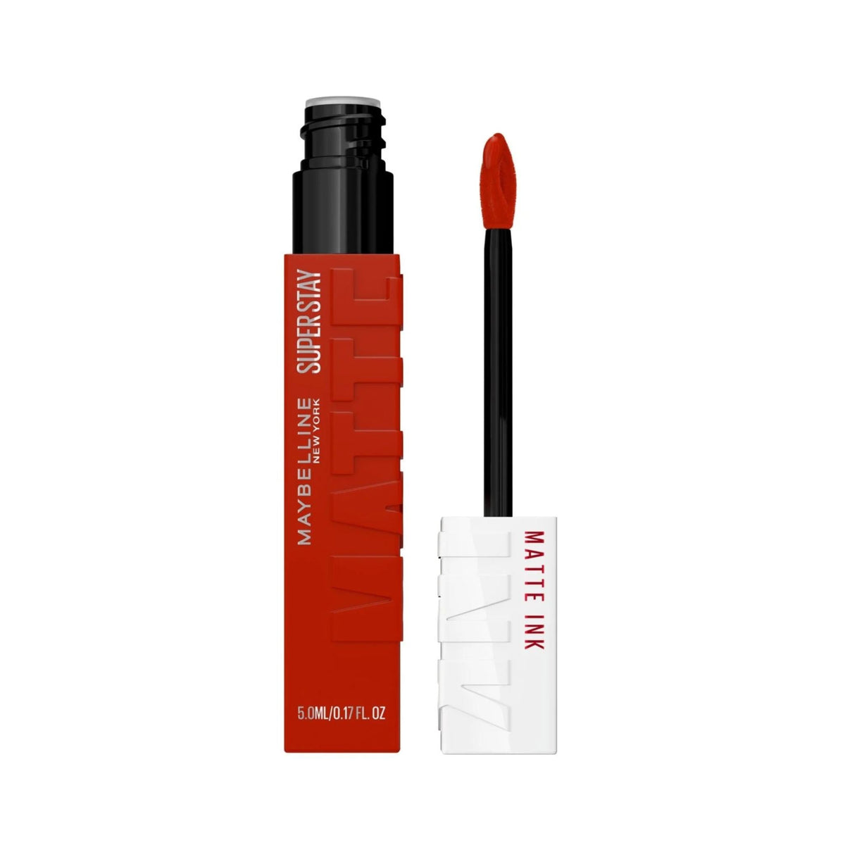 Refect Beauty Maybelline Super Stay Matte Ink liquid lipstick in a vibrant red shade with a precision applicator