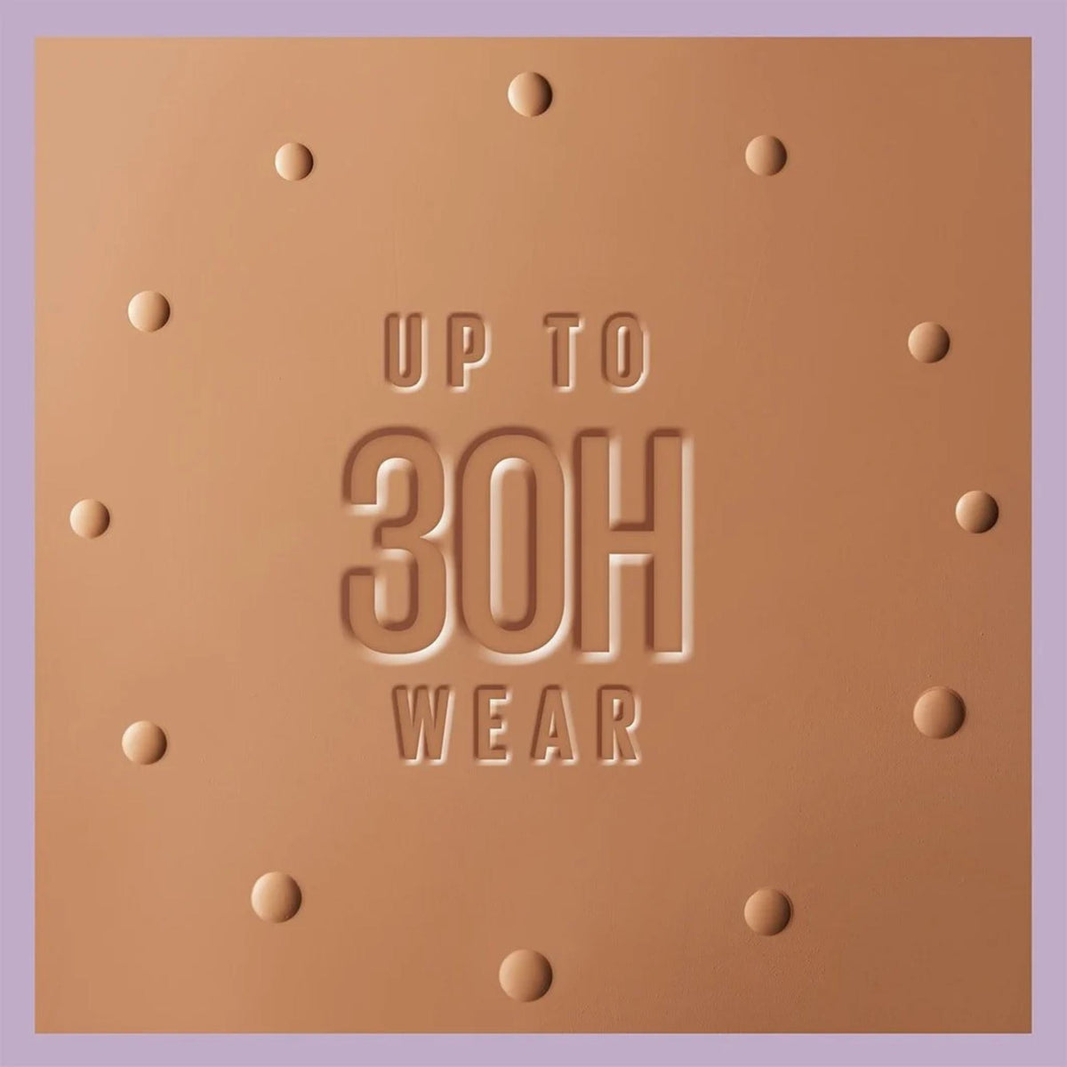 Refect Beauty Maybelline Super Stay 30H Lumi Matte Foundation featuring a 30-hour wear embossed design on tan texture.