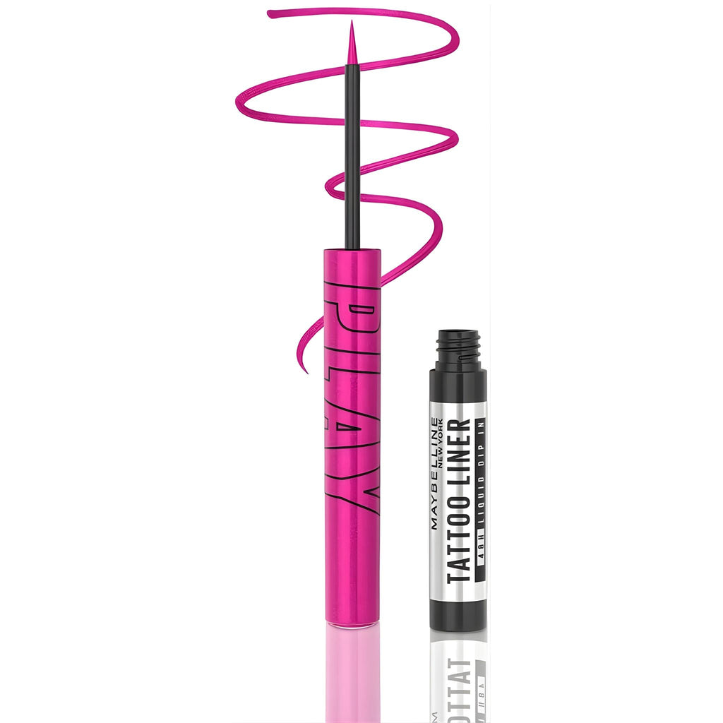 Refect Beauty Maybelline Tattoo Liner Play in vibrant metallic pink with a precision felt tip applicator