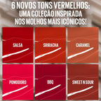 Refect Beauty Maybelline Super Stay Vinyl Ink liquid lipstick collection in six vibrant red and warm-toned shades.