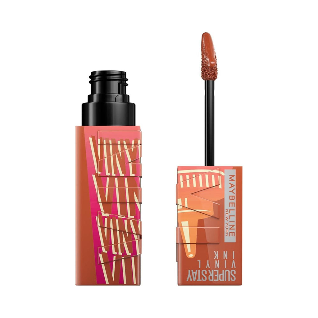 Refect Beauty Maybelline Super Stay Vinyl Ink liquid lipstick in Sauce shade with applicator and high-shine finish.