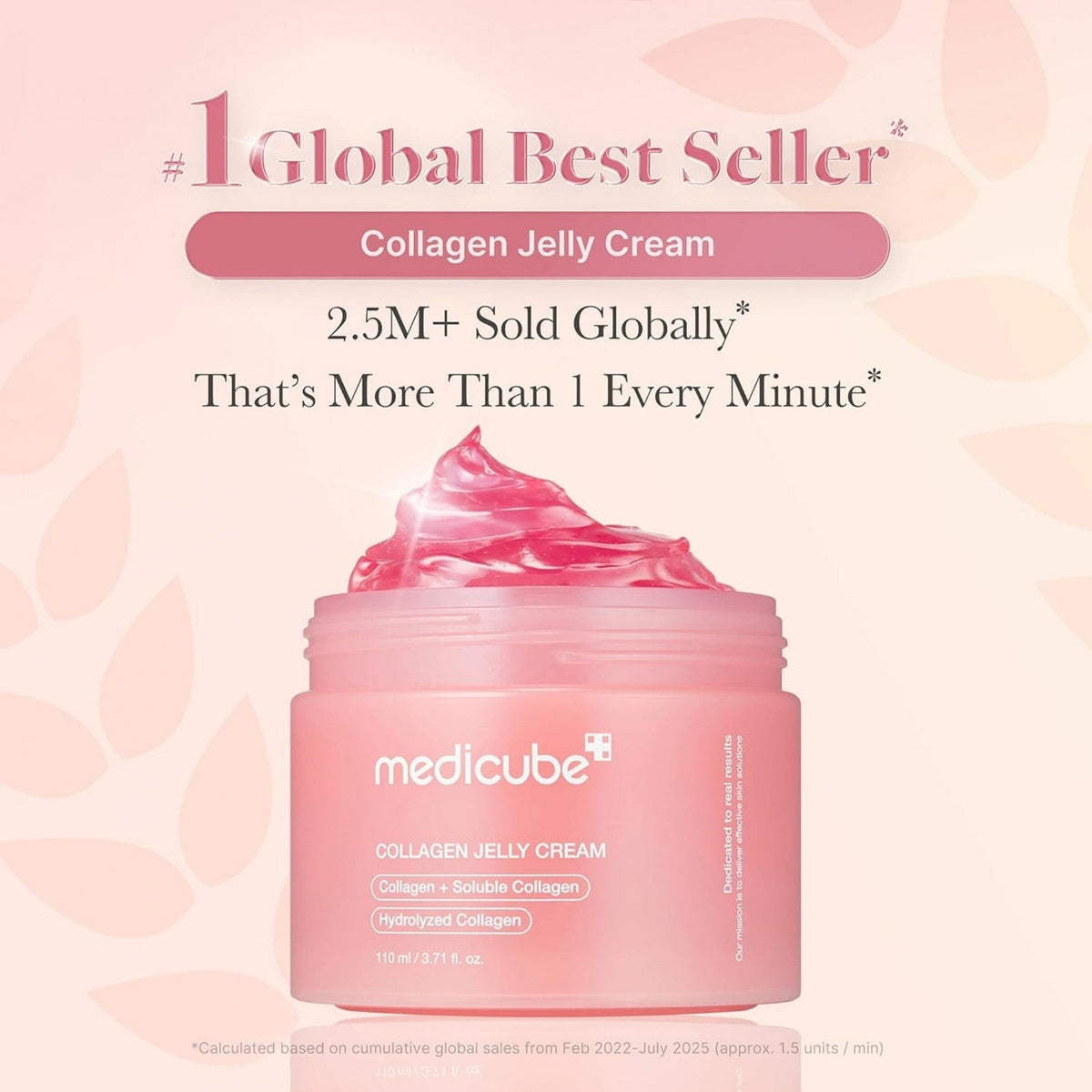 Refect Beauty Medicube Collagen Jelly Cream in a pink jar with a lightweight gel texture for skin elasticity.