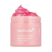 Refect Beauty Medicube Collagen Jelly Cream in a pink jar with a vibrant pink gel texture on top