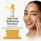 Refect Beauty Medicube Kojic Acid Turmeric Peel Shot serum applied to a woman's face for gentle exfoliation and brightening