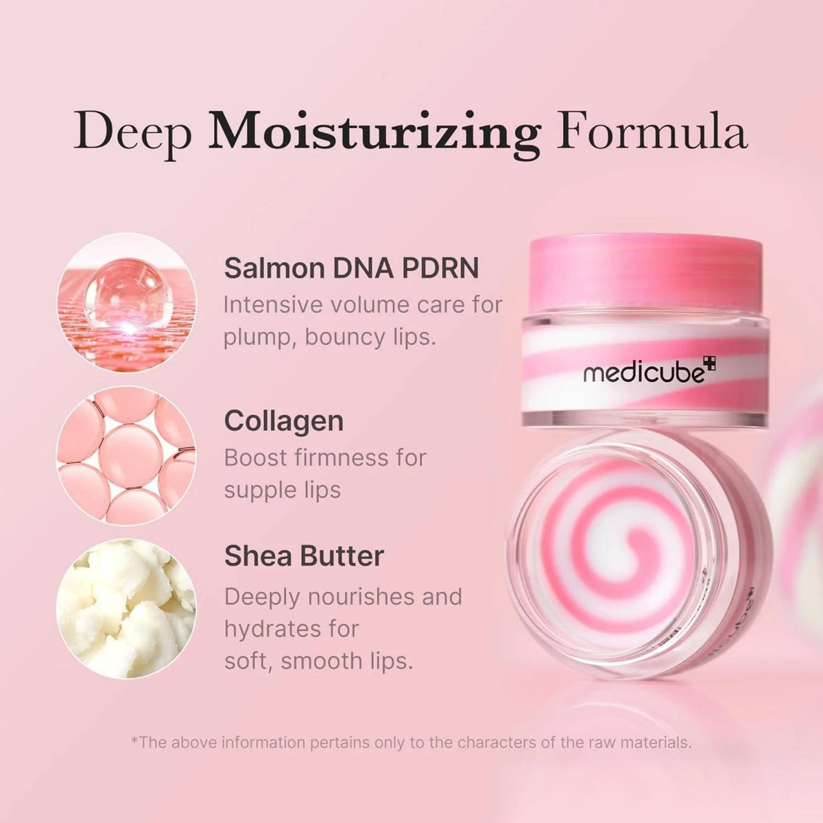 Refect Beauty Medicube PDRN Lip Sleeping Mask in a pink jar with a swirled cream formula for intensive hydration.