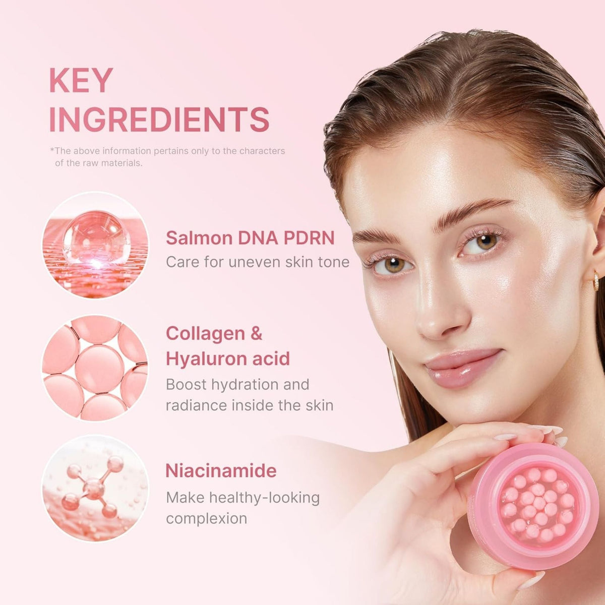 Refect Beauty Medicube PDRN Pink Collagen Capsule Cream featuring a model holding the product with ingredient details