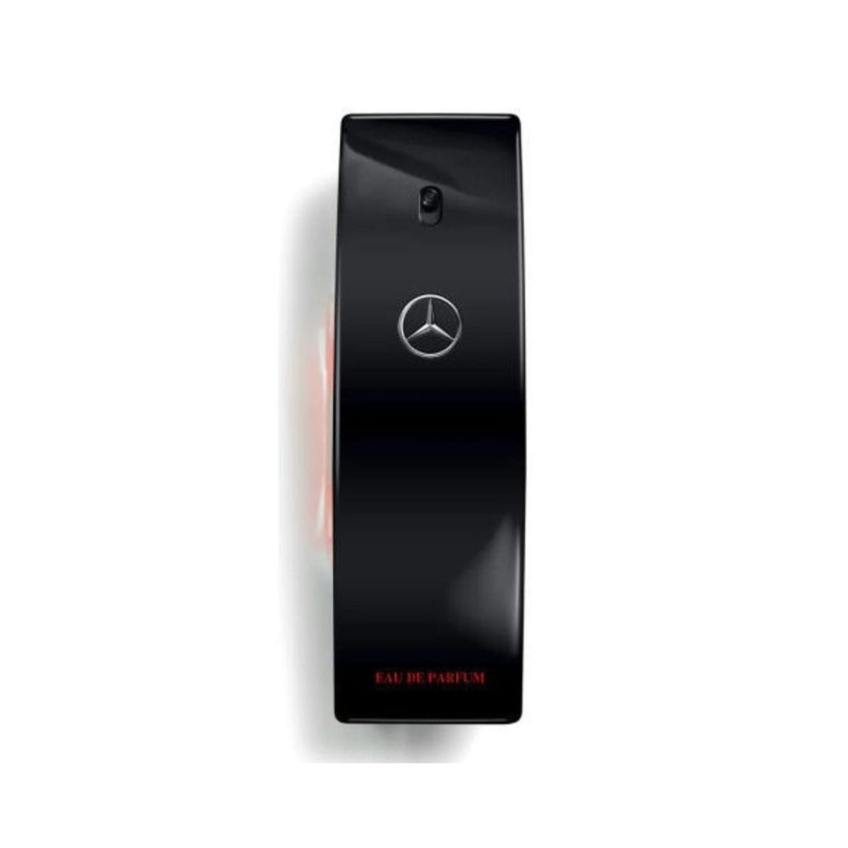 Refect Beauty Mercedes-Benz Club Black Eau de Parfum in a sleek, glossy black 3.4 oz bottle with silver logo.