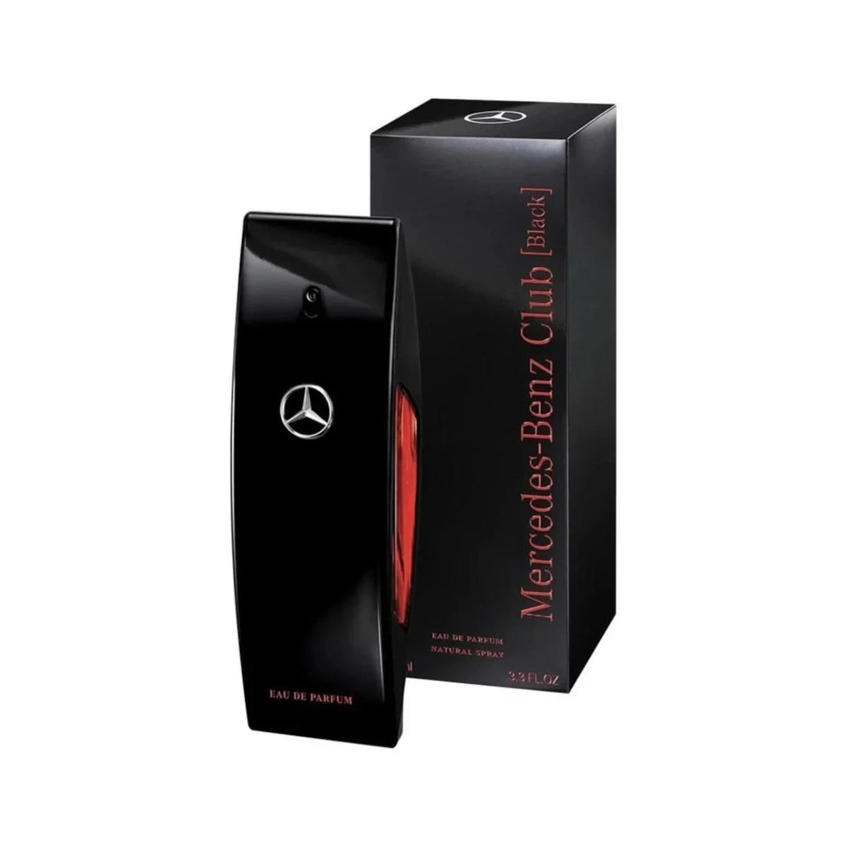 Refect Beauty Mercedes-Benz Club Black Eau de Parfum spray bottle and matching black box packaging