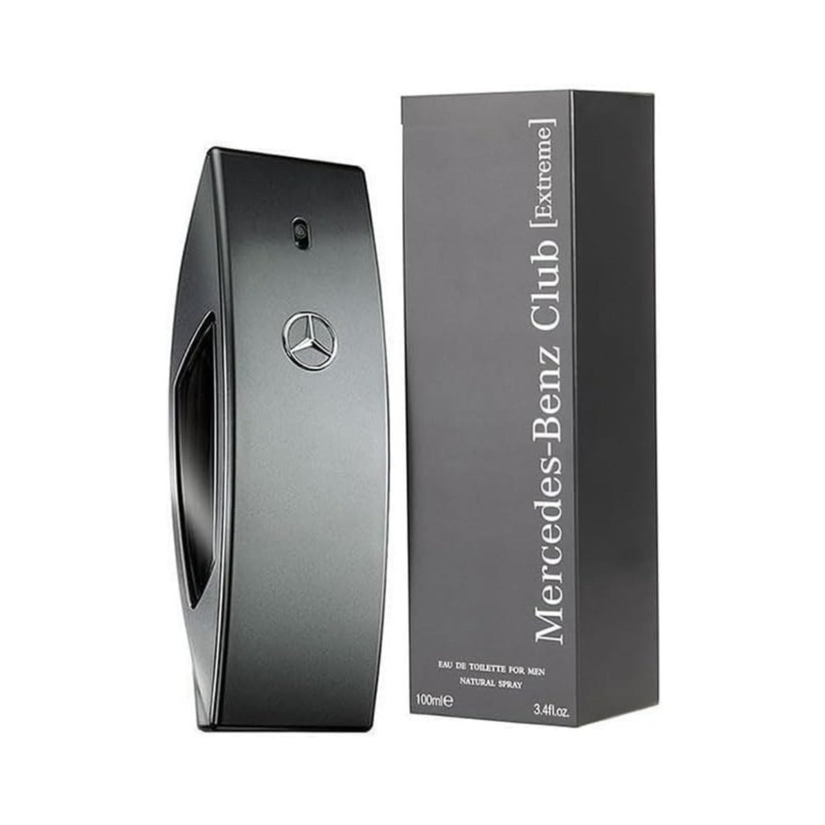 Refect Beauty Mercedes-Benz Club Extreme eau de toilette bottle and box with a sleek dark grey metallic design