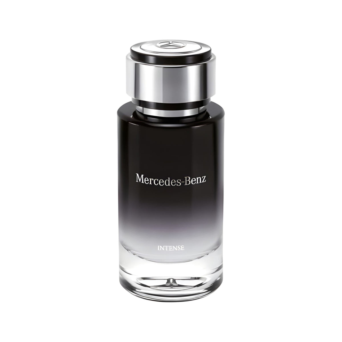 Refect Beauty Mercedes-Benz Intense Eau de Toilette in a sleek black and clear glass bottle with a silver cap.