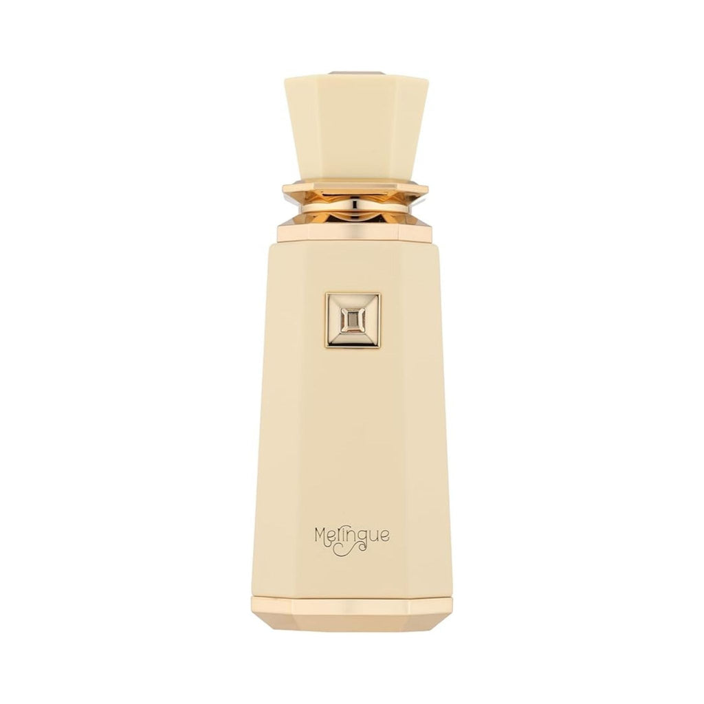 Refect Beauty French Avenue Meringue eau de parfum bottle in a sleek cream-colored design with gold accents.