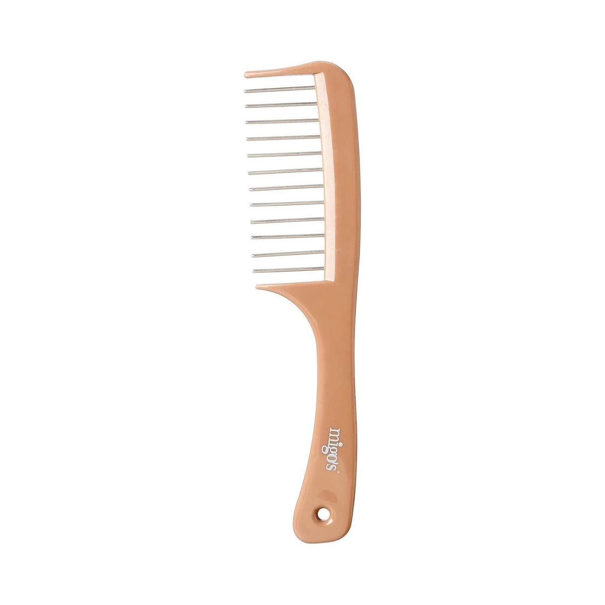 Refect Beauty Migo's Metal Cleaver Hair Comb with a tan handle and smooth metal teeth for detangling and styling.