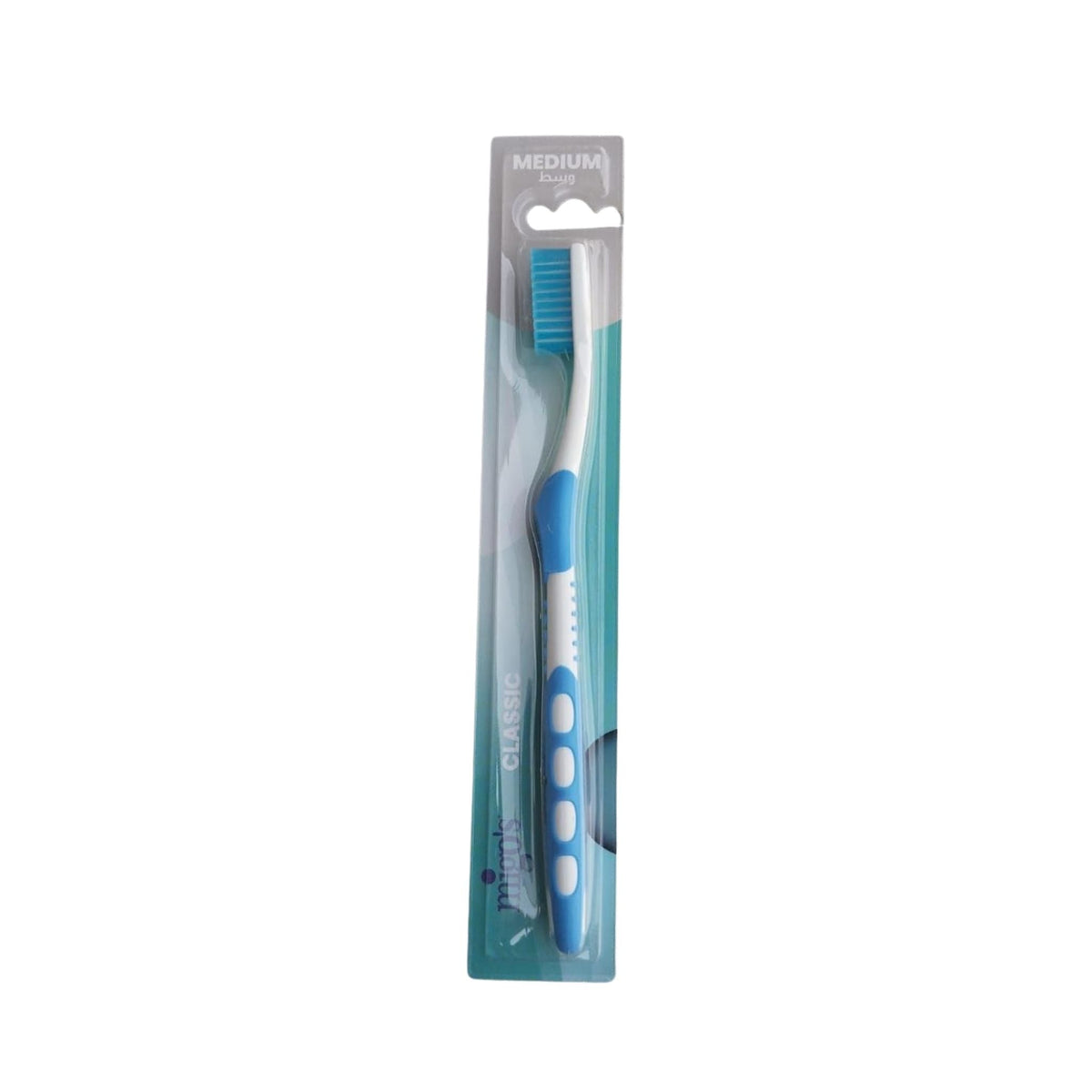 Refect Beauty Migo's Classic medium bristle toothbrush in blue and white packaging for daily oral care.