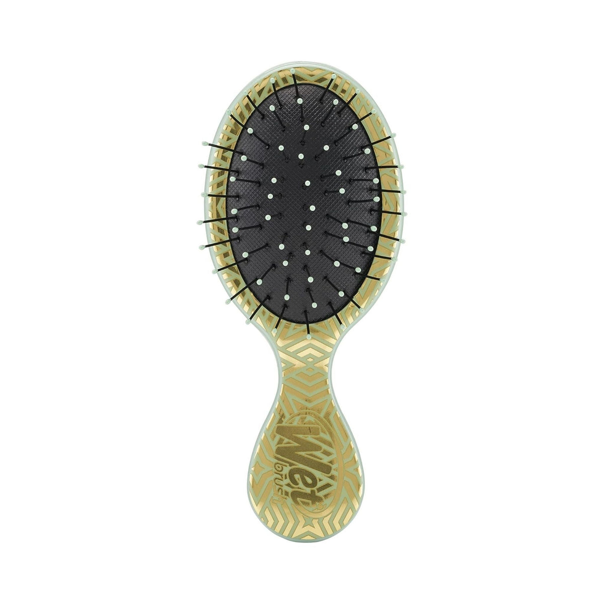 Refect Beauty Wet Brush mini detangling hairbrush in a gold and white geo confetti pattern with flexible bristles. Main image