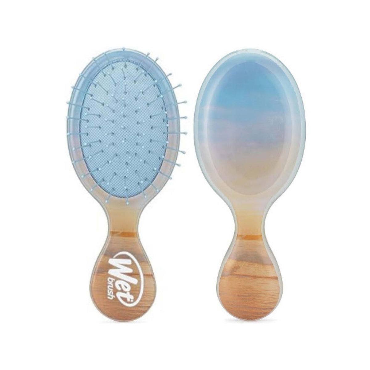 Refect Beauty Wet Brush Mini Detangler featuring a beach sunset design with flexible blue IntelliFlex bristles Main image