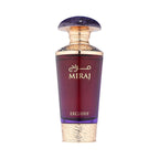Refect Beauty French Avenue Miraj Exclusif perfume bottle in deep red glass with ornate gold accents and purple cap.