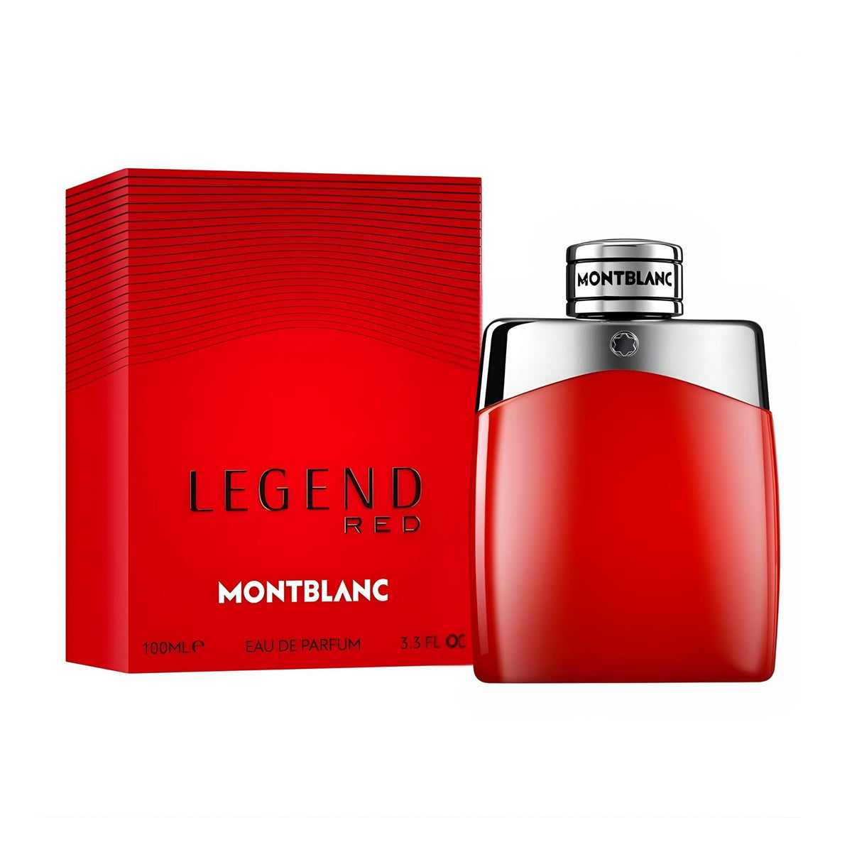 Refect Beauty Mont Blanc Legend Red Eau de Parfum bottle and matching red box packaging for men