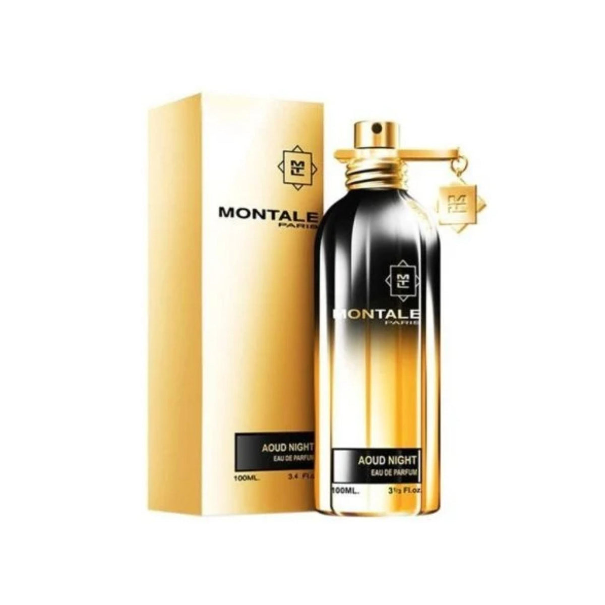 Refect Beauty Montale Aoud Night Eau de Parfum in a signature gold and black gradient bottle with matching box.