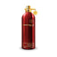 Refect Beauty Montale Red Aoud Eau de Parfum in a metallic red cylindrical bottle with gold accents and charm.