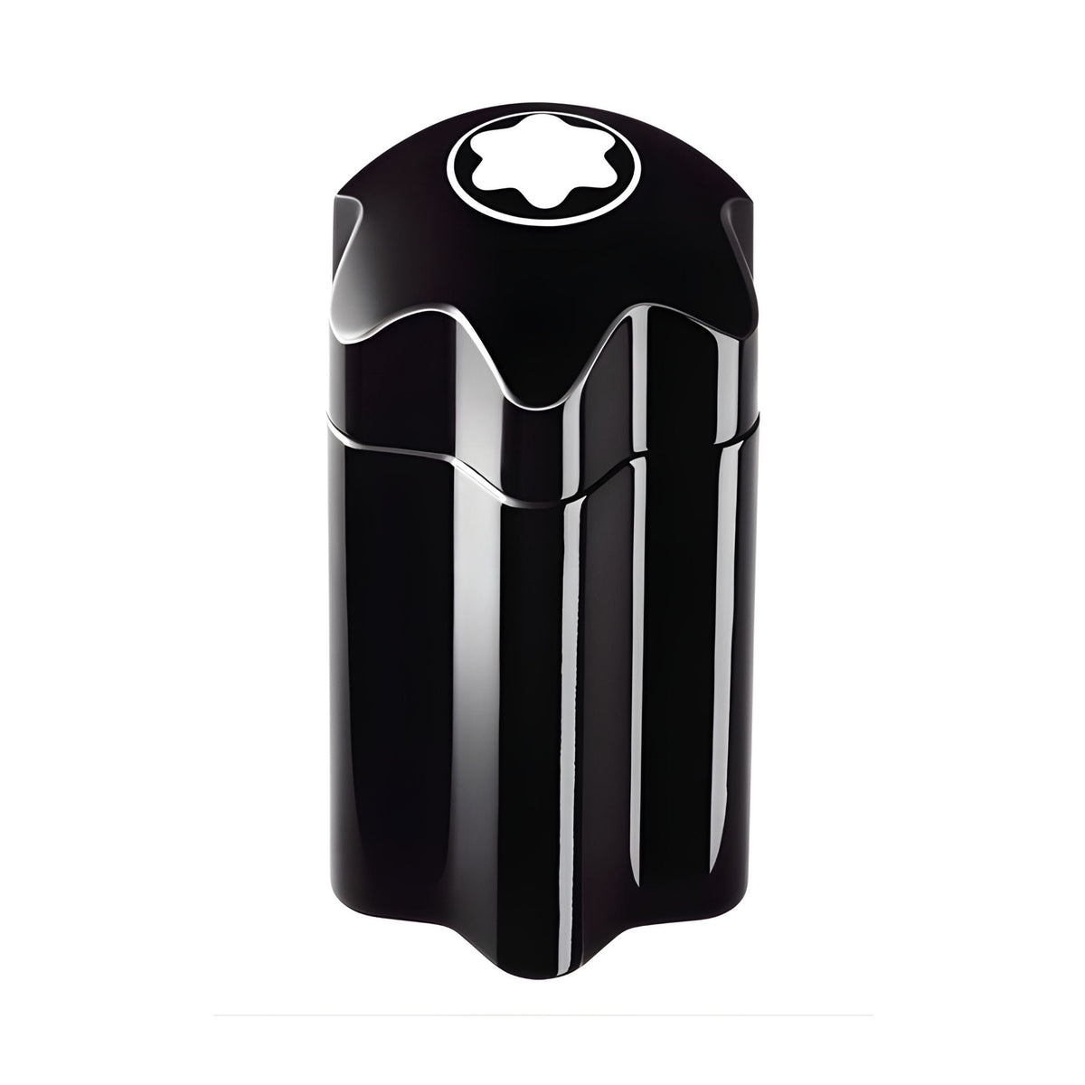 Refect Beauty Montblanc Emblem Eau de Toilette in a sleek, glossy black bottle with a signature star-shaped cap.