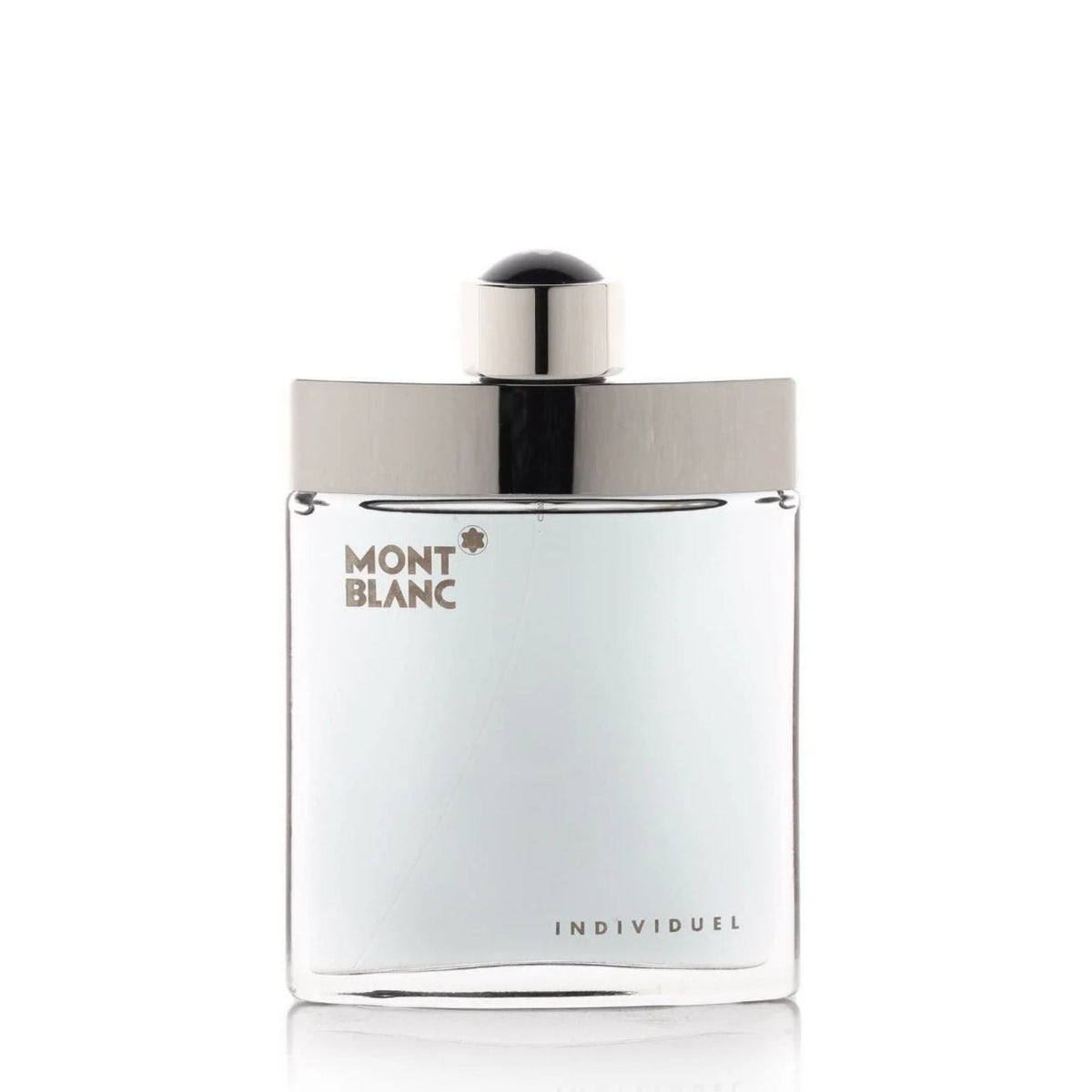 Refect Beauty Montblanc Individuel eau de toilette in a clear glass bottle with a silver cap and minimalist design.