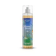 Refect Beauty Eva Senses Morning Blossom body splash in a clear spray bottle with floral and hummingbird label design