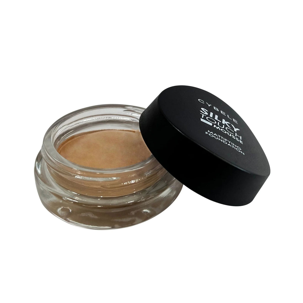 Refect Beauty Cybele Silky Touch Mousse Mattifying Foundation in a glass jar with a black lid