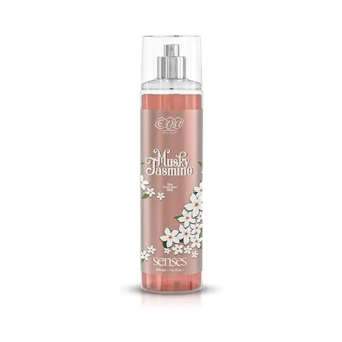 Refect Beauty Eva Senses Musky Jasmine body splash in a tall spray bottle with floral jasmine and musk fragrance