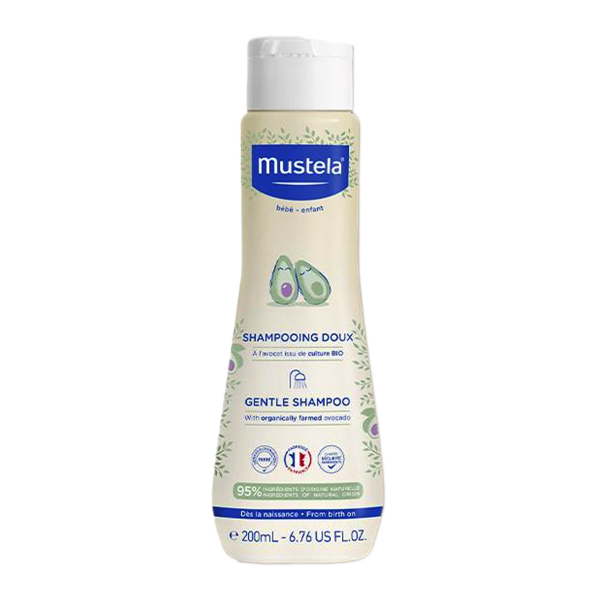 Refect Beauty Mustela Gentle Shampoo for babies in a 200ml bottle with avocado extract for delicate hair and scalp.