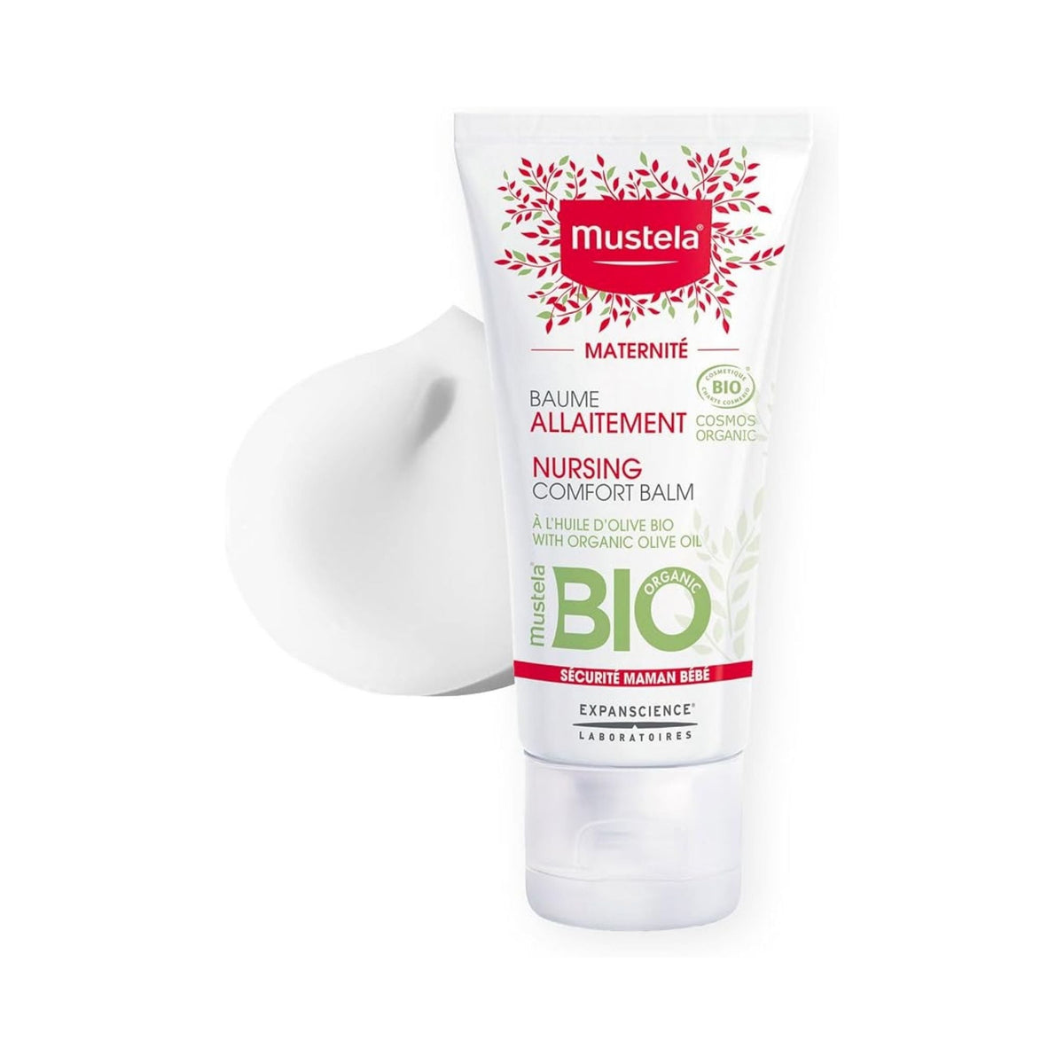 Refect Beauty Mustela Nursing Comfort Balm in a white tube with organic olive oil for breastfeeding nipple care