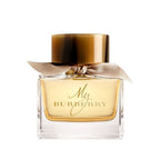 Refect Beauty My Burberry Eau de Parfum in a clear glass bottle with a signature gabardine ribbon and brown cap.