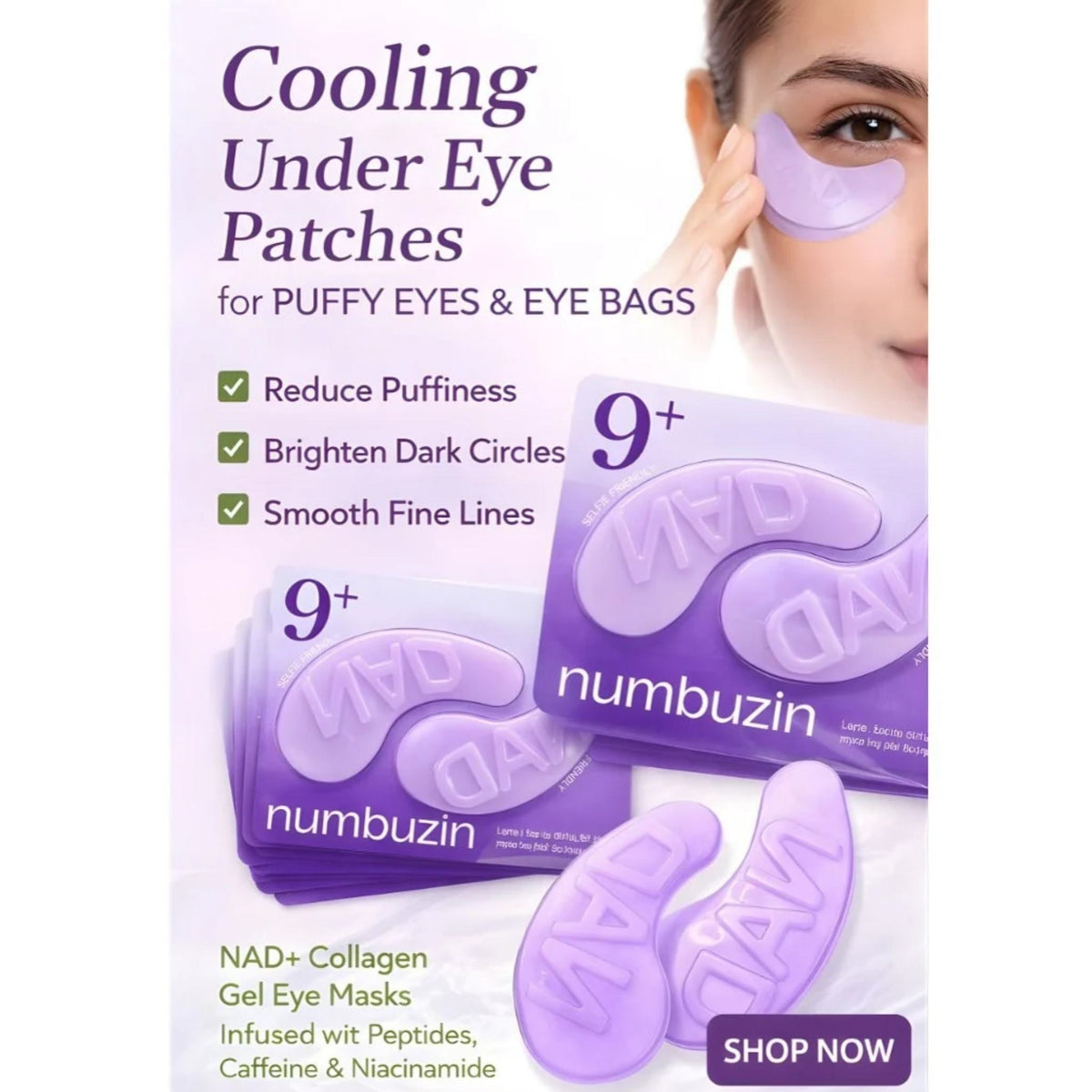 Refect Beauty Nambuzin No.9 collagen under eye patches for reducing puffiness, dark circles, and fine lines.