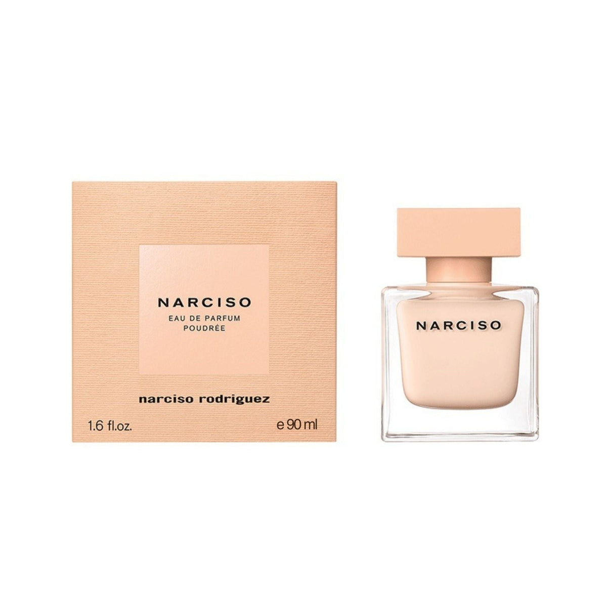 Refect Beauty Narciso Poudree Eau de Parfum bottle and square beige box featuring a soft powdery floral musk scent