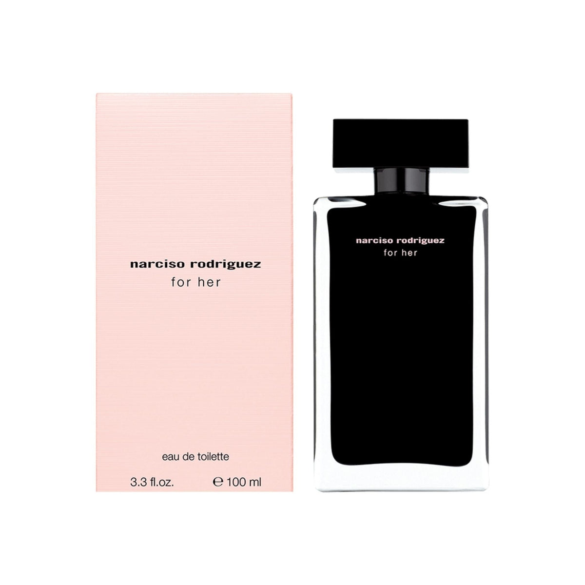 Refect Beauty Narciso Rodriguez For Her Eau de Toilette perfume bottle and its light pink box packaging