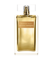 Refect Beauty Narciso Rodriguez Jasmine Musc Eau De Parfum Intense in a rectangular gold glass bottle.