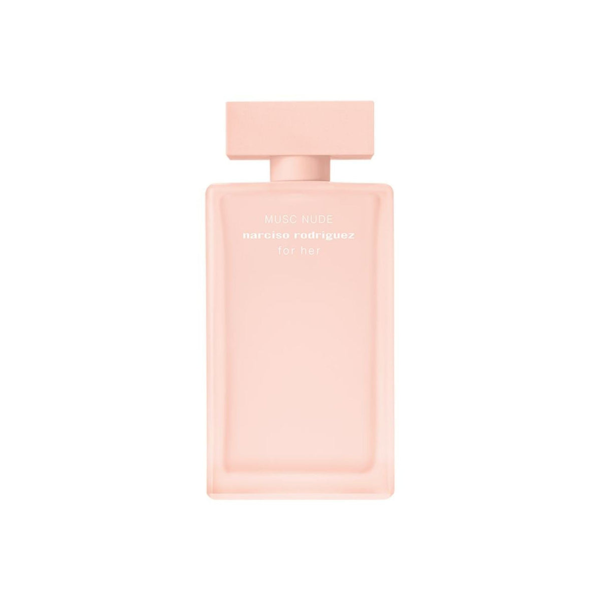 Refect Beauty Narciso Rodriguez Musc Nude Eau de Parfum in a soft matte peach glass bottle with a rectangular cap.