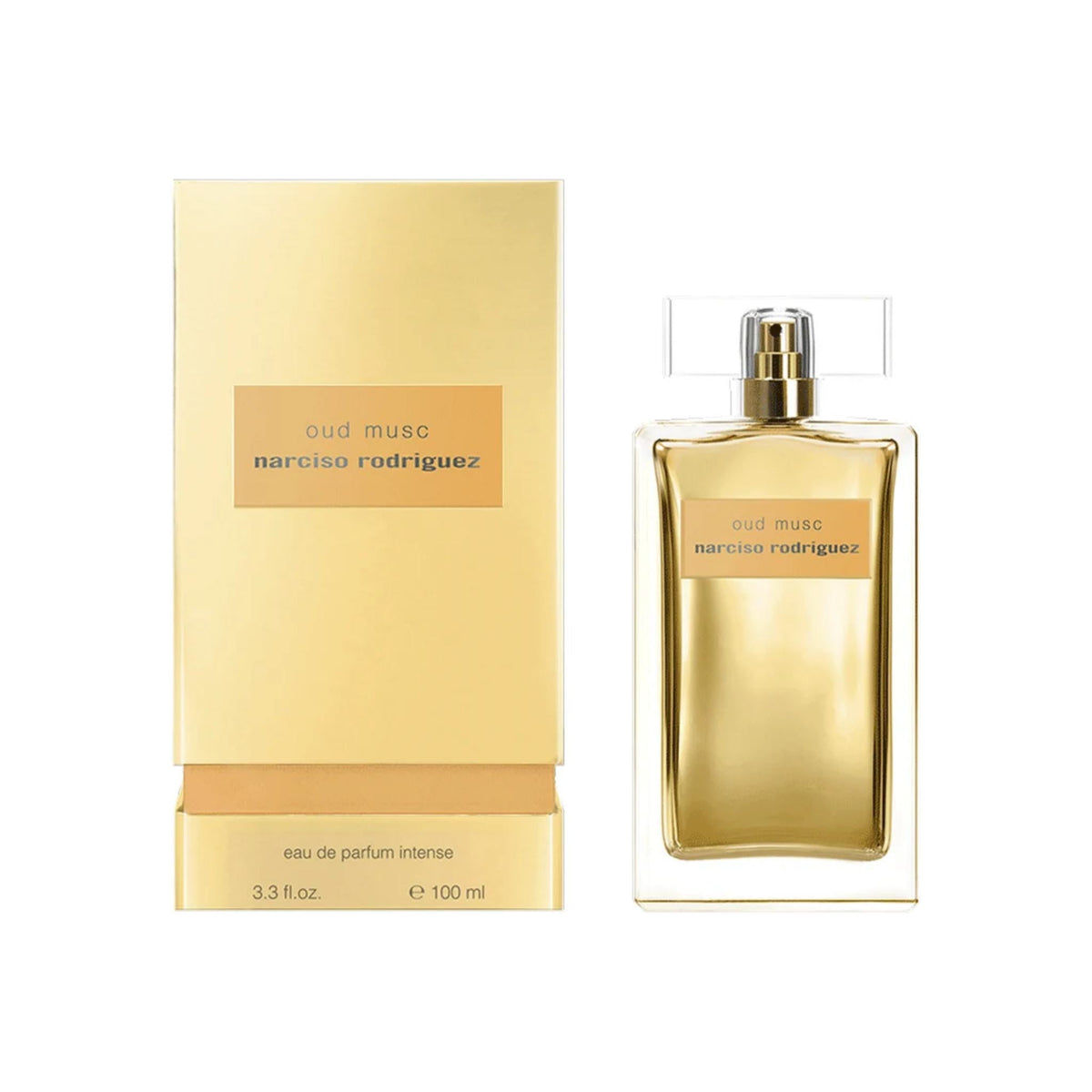 Refect Beauty Narciso Rodriguez Oud Musc Eau de Parfum Intense bottle and gold box packaging