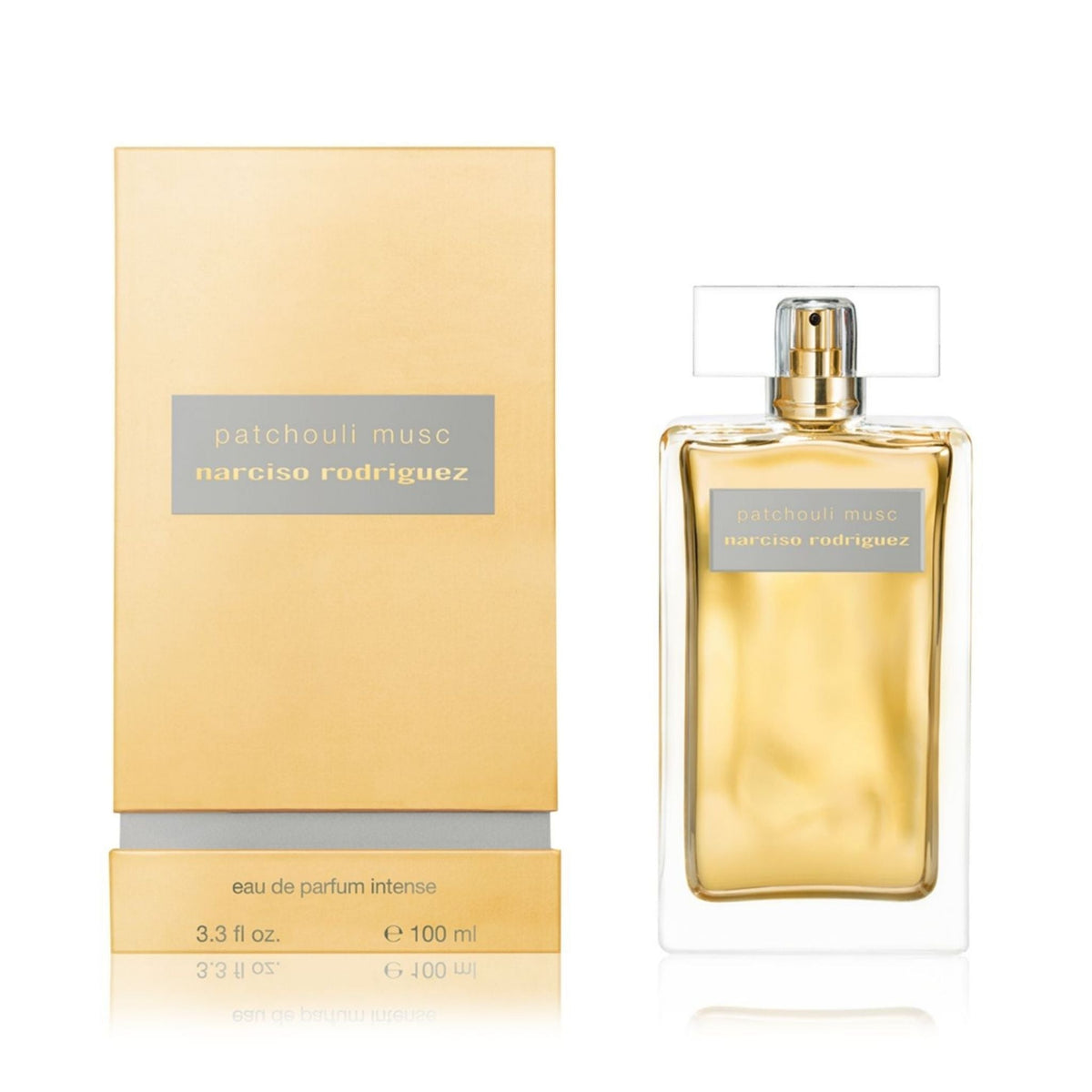 Refect Beauty Narciso Rodriguez Patchouli Musc Eau de Parfum Intense bottle and gold packaging box