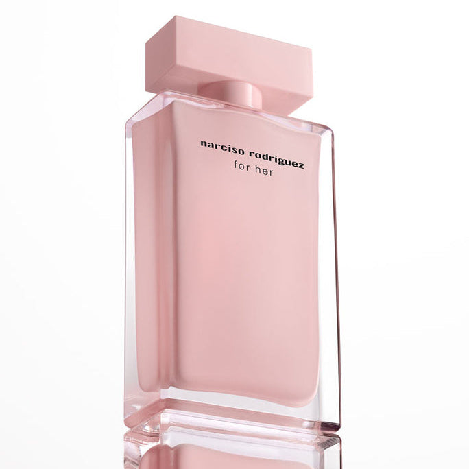 Refect Beauty Narciso Rodriguez For Her eau de parfum in a minimalist soft pink lacquered glass bottle