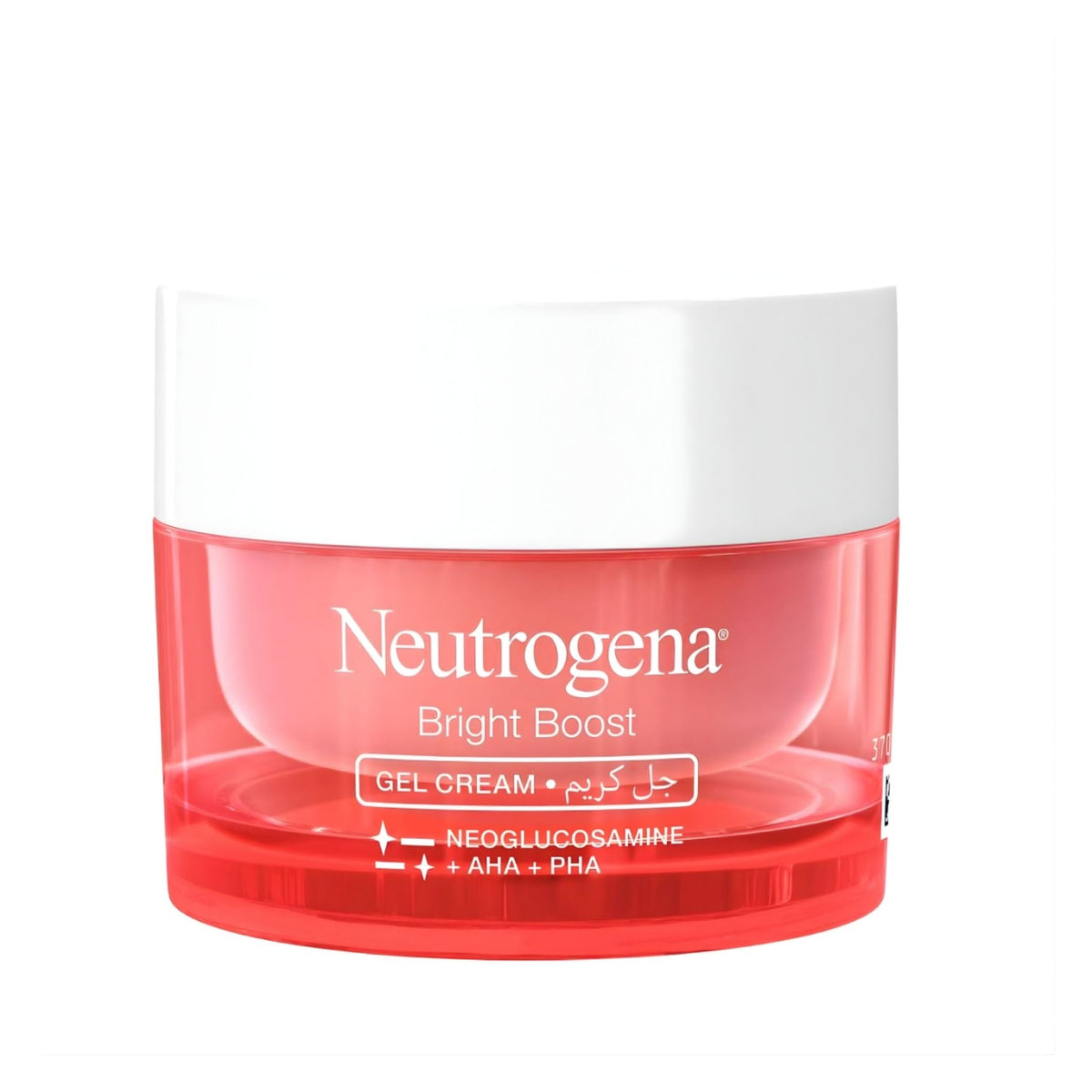 Refect Beauty Neutrogena Bright Boost Gel Cream in a red translucent jar with a white lid for radiant skin.